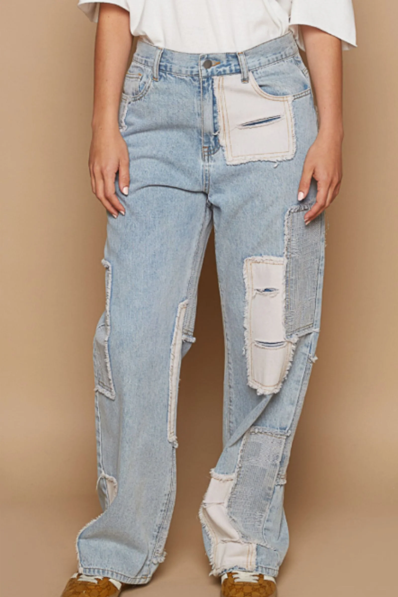 PRE-ORDER Patch Detailed Denim Jeans shipping apx 4/30