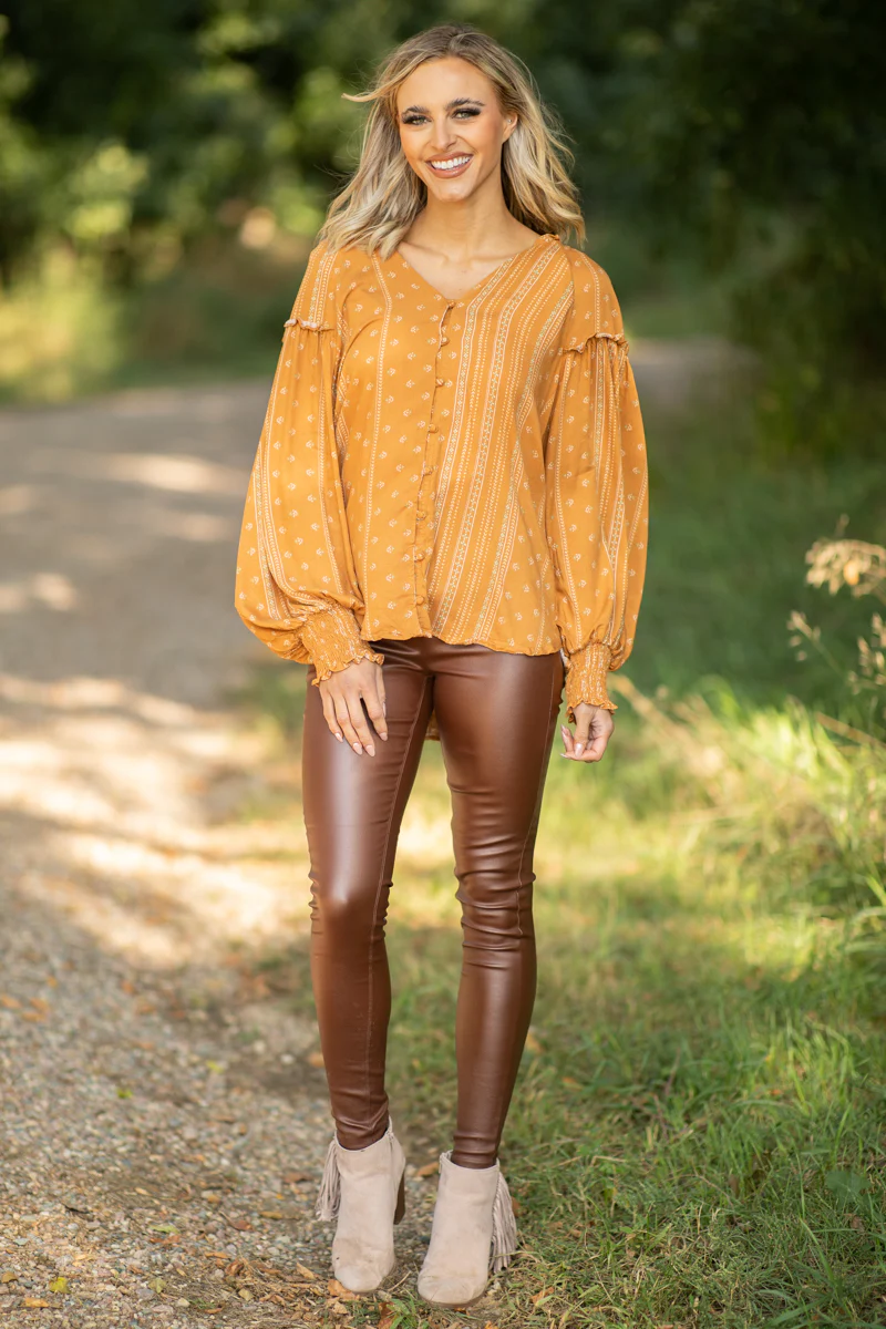 Chestnut Coated Skinny Pants