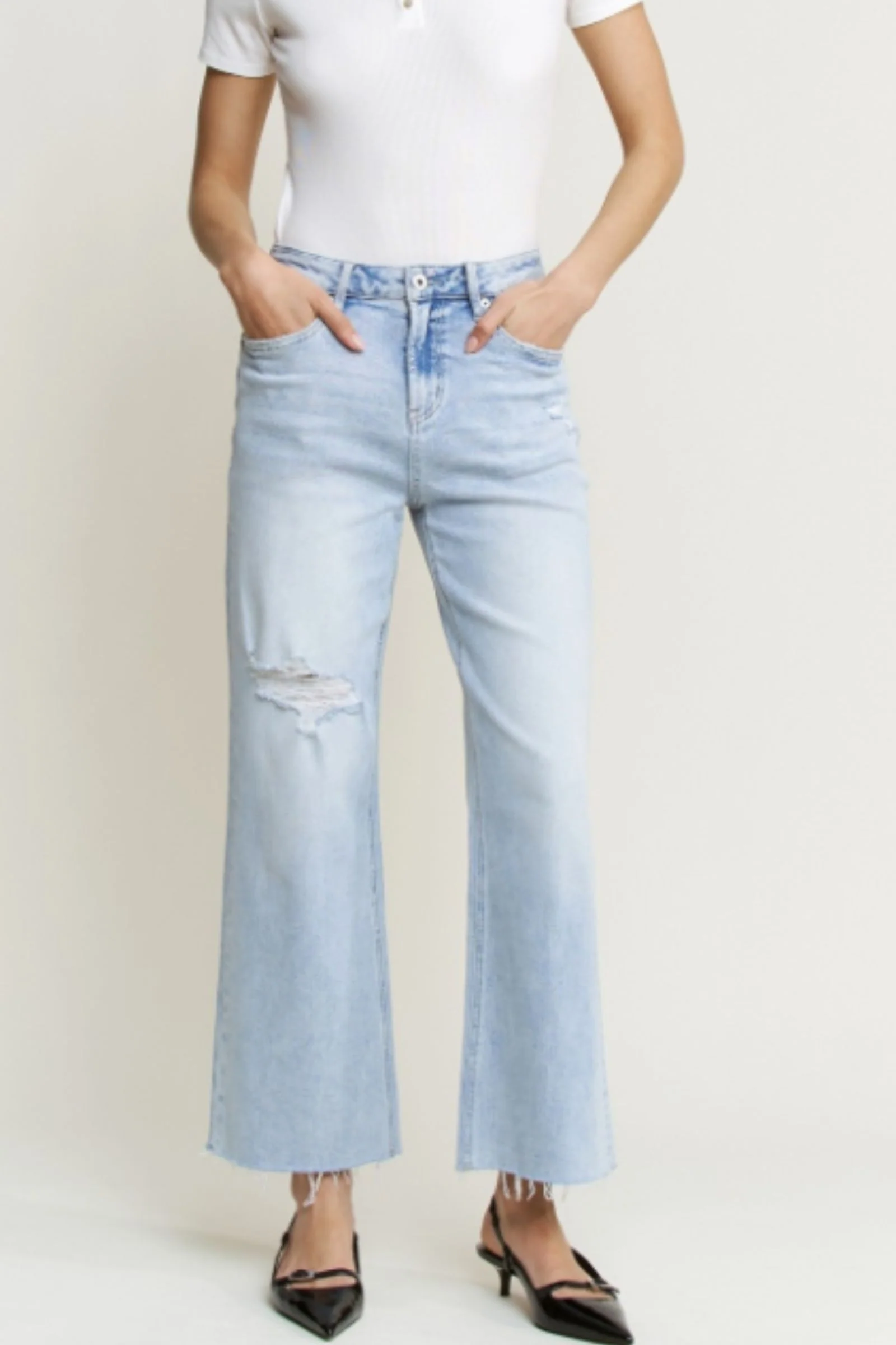 PRE-ORDER Mica Light Cloudy Wash High Wide Leg Jeans shipping apx 4/30