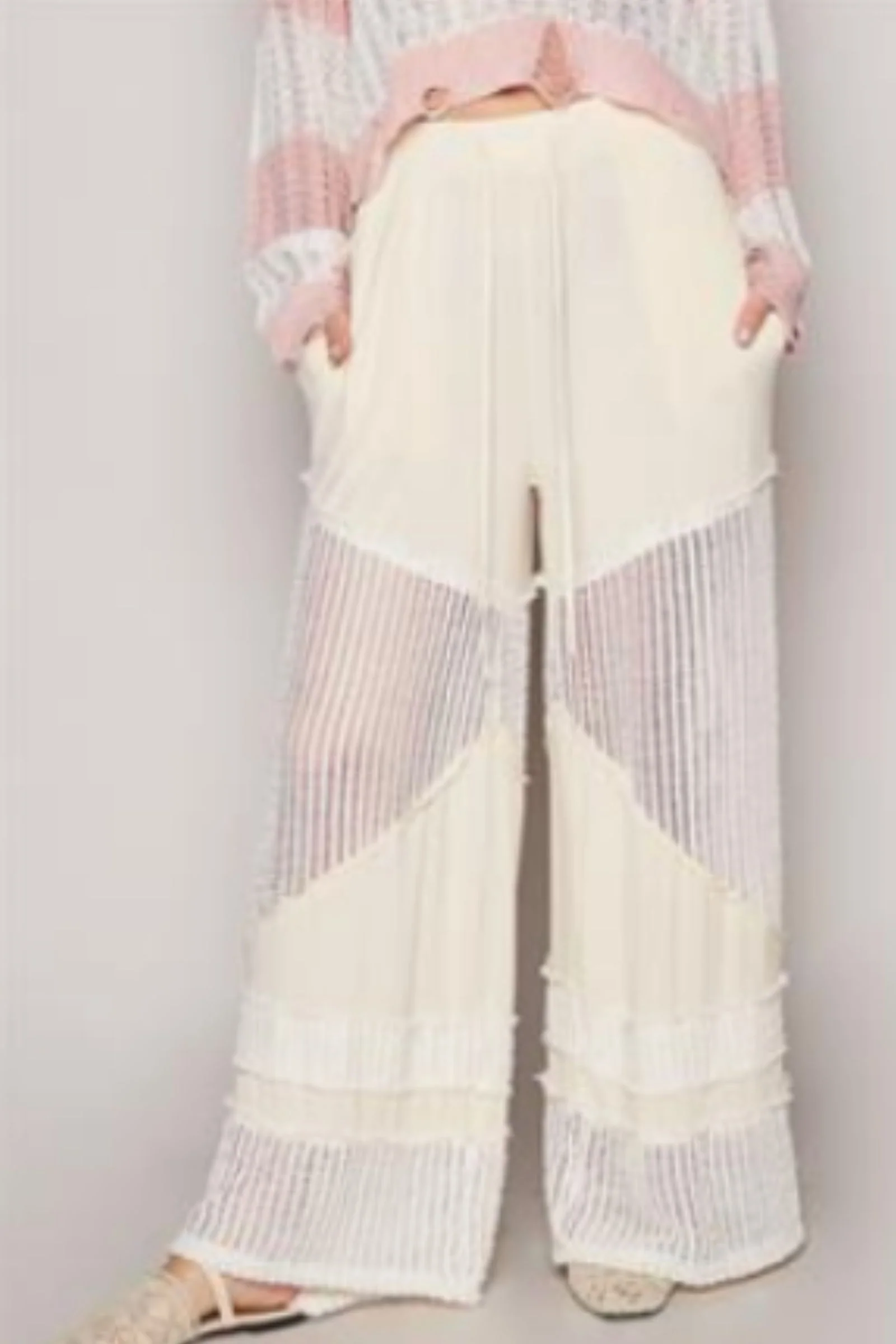 PRE-ORDER Contrast See Through Elastic Waist Pants shipping apx 4/30
