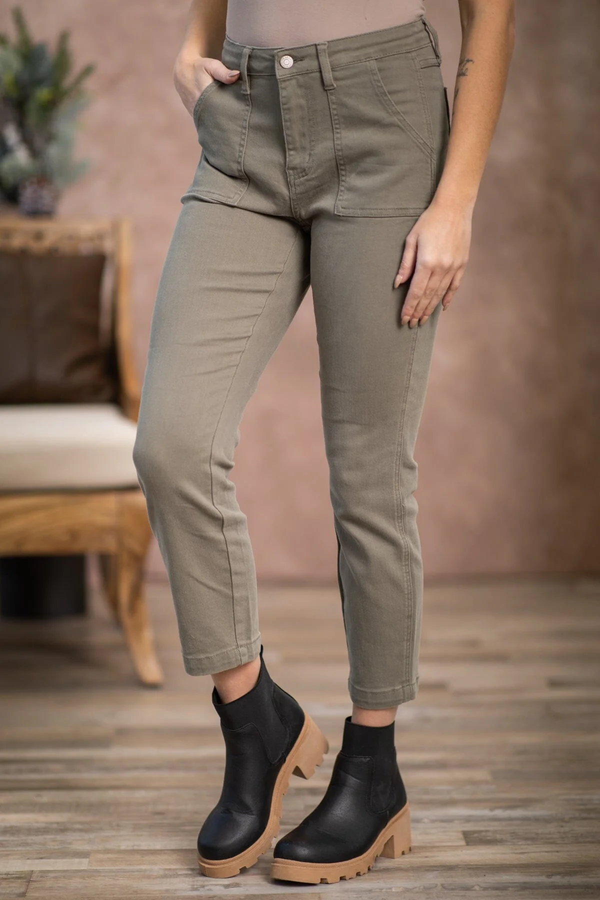 Judy Blue Olive Carpenter Pants