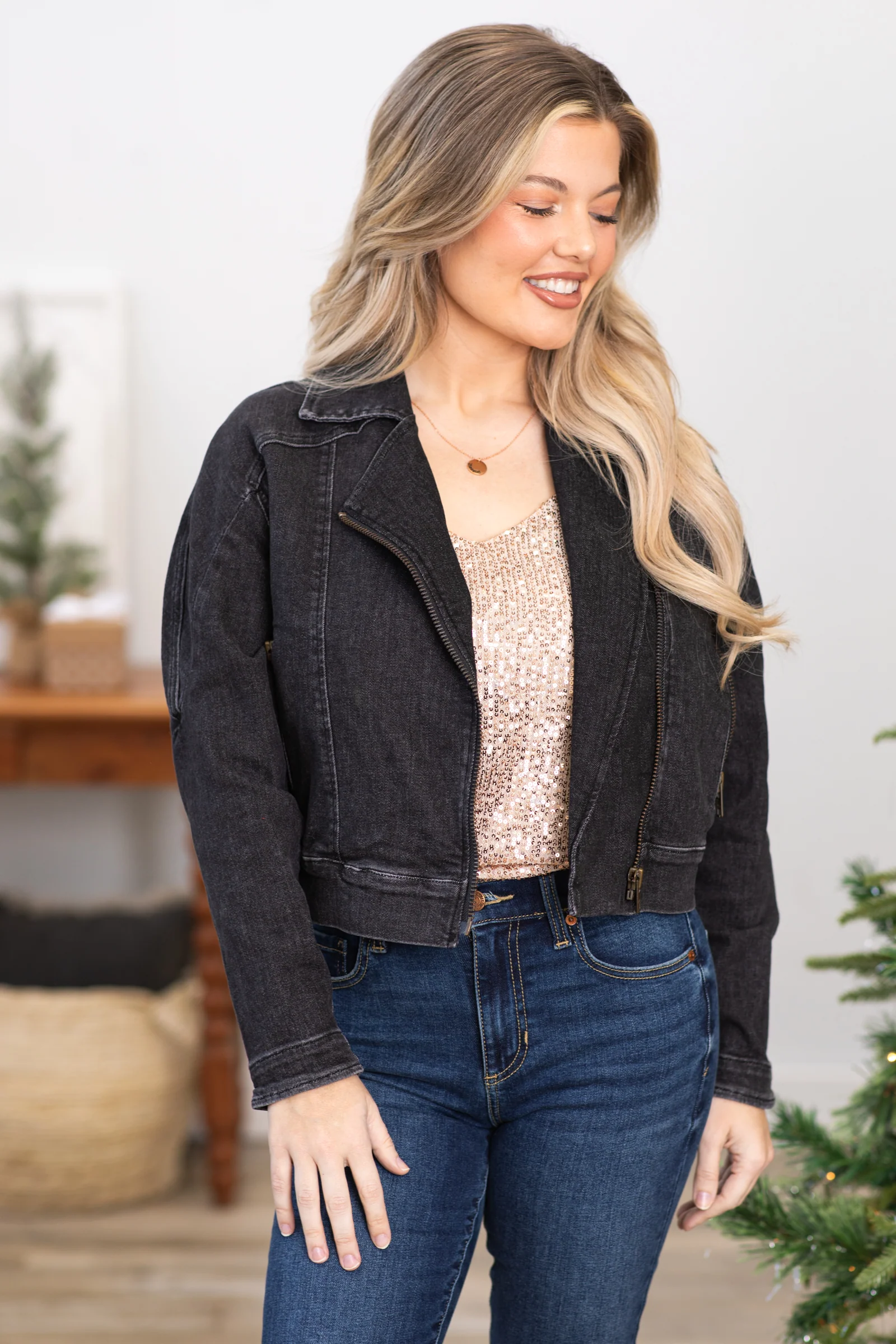 Judy Blue Black Denim Moto Jacket