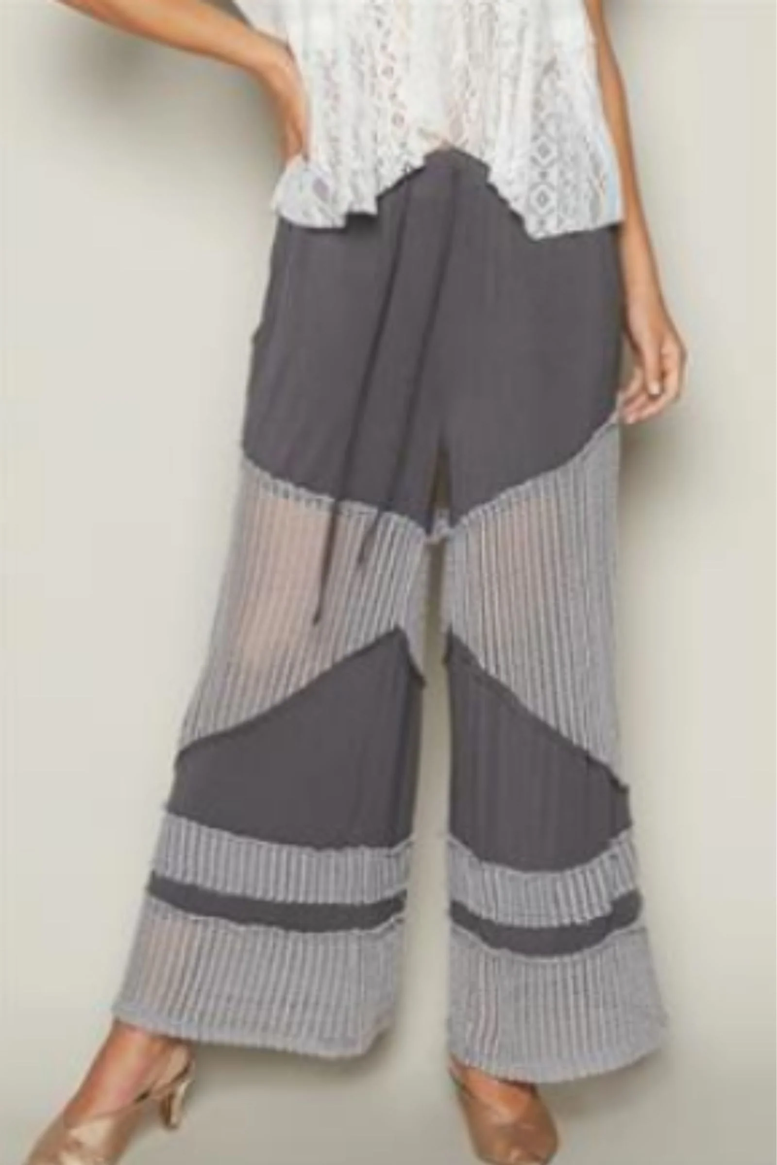 PRE-ORDER Contrast See Through Elastic Waist Pants shipping apx 4/30