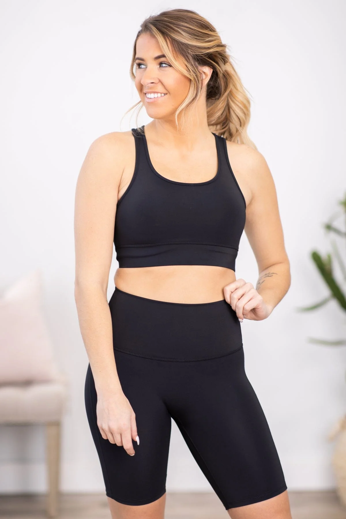 Black Bra and Bike Short Set