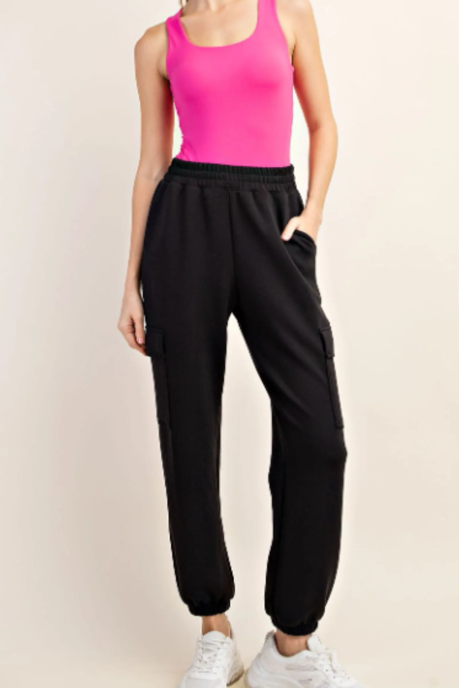 PRE-ORDER Black Modal Scuba Cargo Jogger Pants shipping apx 4/30