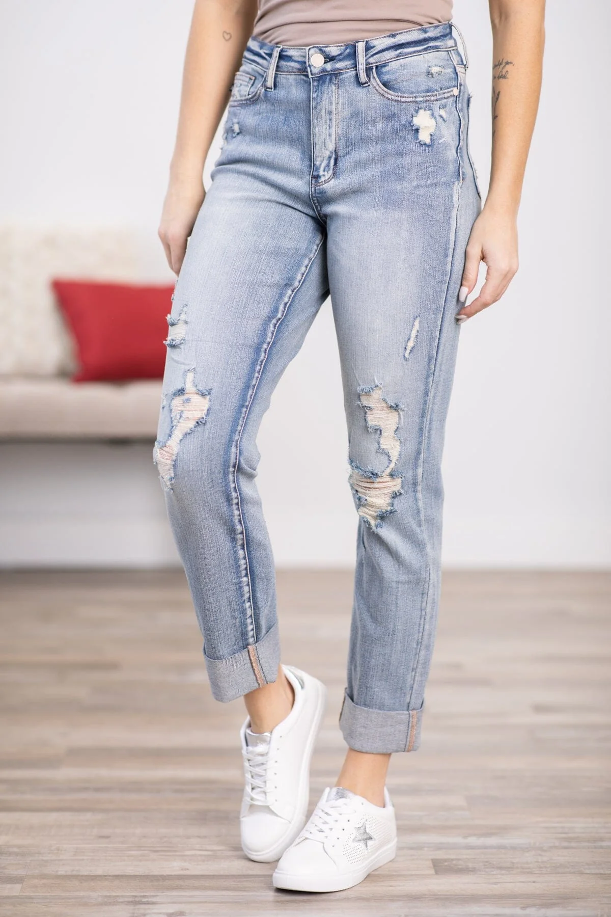 Judy Blue Double Cuff Boyfriend Jeans